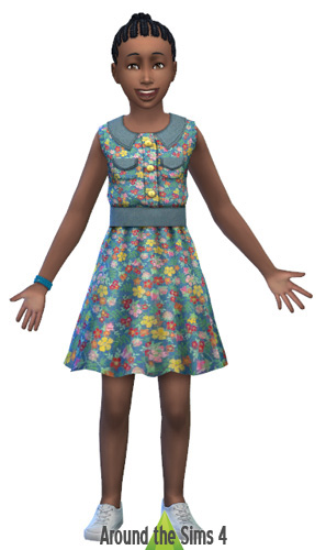Dress with collar -  flowers