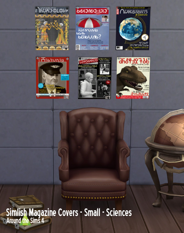 Simlish magazine covers - sciences